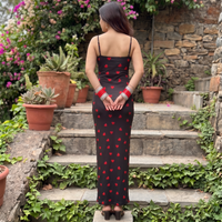 Vashtro Red Heart Printed Bodycon Dress