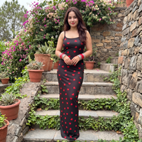 Vashtro Red Heart Printed Bodycon Dress