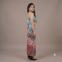 Vashtro Women Amalfi Coast Landscape Strapless Maxi Dress