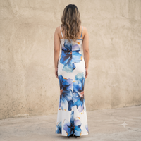 Vashtro Women Blue Floral Maxi Dress