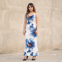 Vashtro Women Blue Floral Maxi Dress