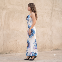 Vashtro Women Blue Floral Maxi Dress