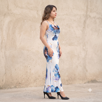 Vashtro Women Blue Floral Maxi Dress