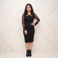 Vashtro Women Chic Black Midi Dress