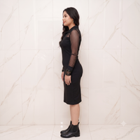 Vashtro Women Chic Black Midi Dress