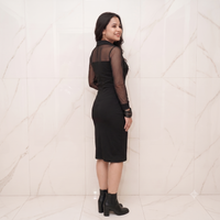 Vashtro Women Chic Black Midi Dress