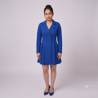 Vashtro Women Double-Breasted Long-Sleeve Mini Jacket Dress
