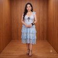 Vashtro Women Elegant Sky Blue Lace Dress
