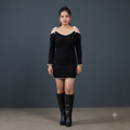 Vashtro Women Exquisite Black Knitted Dress