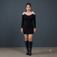 Vashtro Women Exquisite Black Knitted Dress