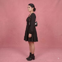 Vashtro Women Fit and Flare Black Dress