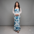 Vashtro Women Floral Print Maxi Dress with Sheer Sleeves