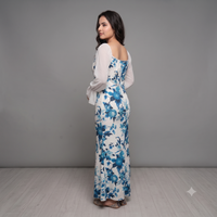 Vashtro Women Floral Print Maxi Dress with Sheer Sleeves