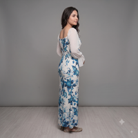 Vashtro Women Floral Print Maxi Dress with Sheer Sleeves