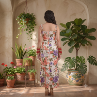 Vashtro Women Floral Tie-Strap Maxi Dress