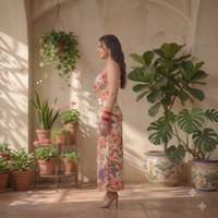 Vashtro Women Floral Tie-Strap Maxi Dress