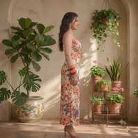 Vashtro Women Floral Tie-Strap Maxi Dress