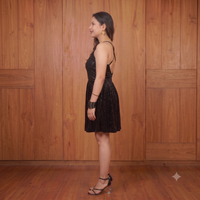 Vashtro Women Glamorous Black Sequin Dress