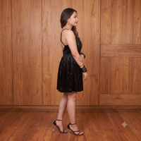 Vashtro Women Glamorous Black Sequin Dress