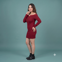 Vashtro Women Maroon Off Shoulder Bodycon Dress