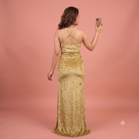 Vashtro Women Maxi Green Velvet Dress
