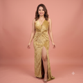 Vashtro Women Maxi Green Velvet Dress