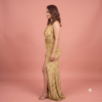 Vashtro Women Maxi Green Velvet Dress