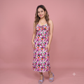 Vashtro Women Pink Floral Casual Dress