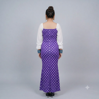 Vashtro Women Purple Polka dot Dress with Puff Sleeves