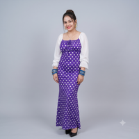 Vashtro Women Purple Polka dot Dress with Puff Sleeves