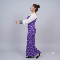 Vashtro Women Purple Polka dot Dress with Puff Sleeves