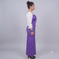 Vashtro Women Purple Polka dot Dress with Puff Sleeves