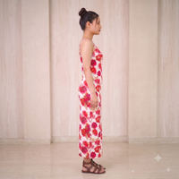 Vashtro Women Red Rose Floral Cami Maxi Dress