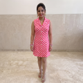 Vashtro Women Retro Barbiecore Checkerboard Button-Down Dress