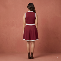 Vashtro Women Retro Sleeveless Polo Dress with Zipper Neck
