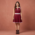 Vashtro Women Retro Sleeveless Polo Dress with Zipper Neck
