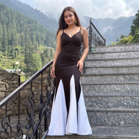 Vashtro Women Stunning Black and White Dress