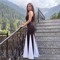 Vashtro Women Stunning Black and White Dress
