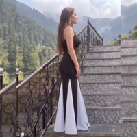 Vashtro Women Stunning Black and White Dress