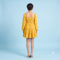Vashtro Women Stunning Flared Yellow Dress