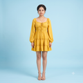 Vashtro Women Stunning Flared Yellow Dress