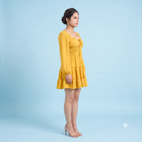Vashtro Women Stunning Flared Yellow Dress