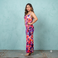 Vashtro Women Stunning Floral Backless Velvet Printed Dress