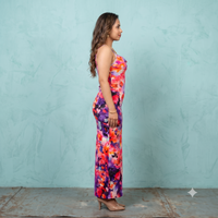 Vashtro Women Stunning Floral Backless Velvet Printed Dress