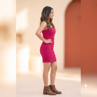 Vashtro Women Stunning Fuchsia Ruched Dress