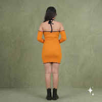 Vashtro Women Stunning Orange Knitted Dress