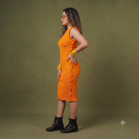 Vashtro Women Stunning Orange Knitted Dress
