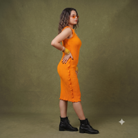 Vashtro Women Stunning Orange Knitted Dress
