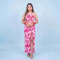 Vashtro Women Stunning Pink Floral Printed Dress