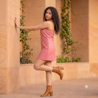 Vashtro Women Stunning Pink Leather Dress